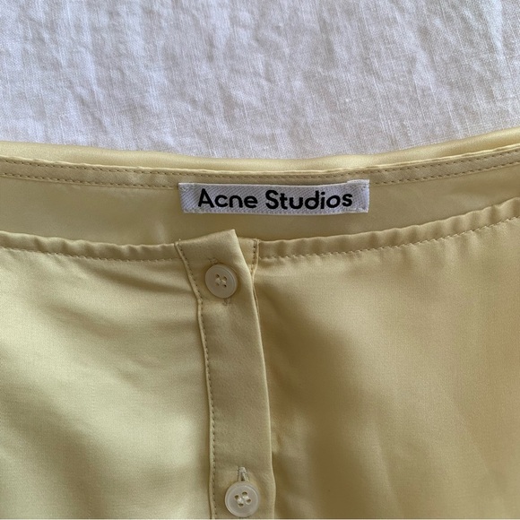 NWT Acne Studios Idella Satin Silk Button Midi Slip Skirt Butter Straw Yellow - Picture 7 of 11